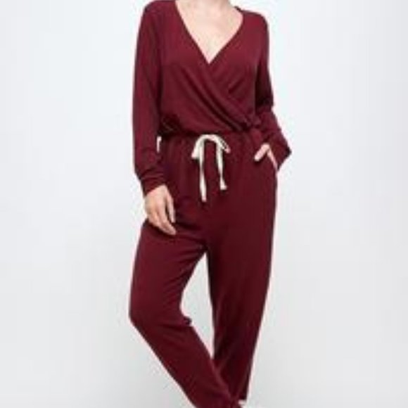 Summer 10 Pants - NWT - Long Sleeve Jumpsuit in Dark Wine